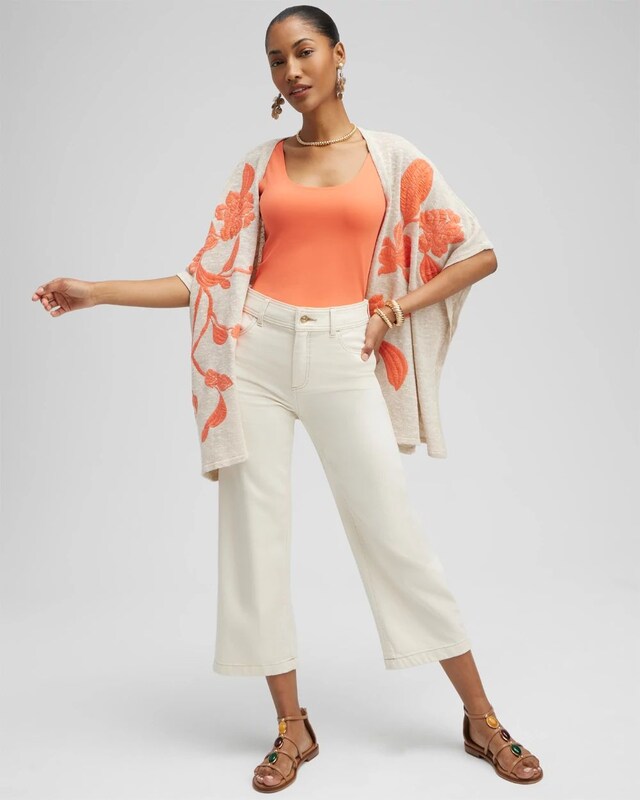Embroidered Knit Ruana - image 2